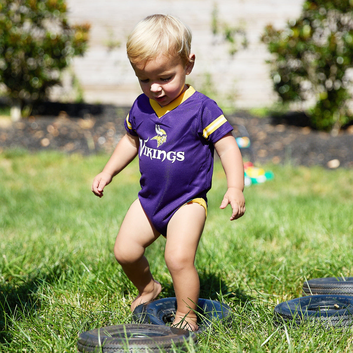 Baby Boys Minnesota Vikings Short Sleeve Jersey Bodysuit NFL NFL 