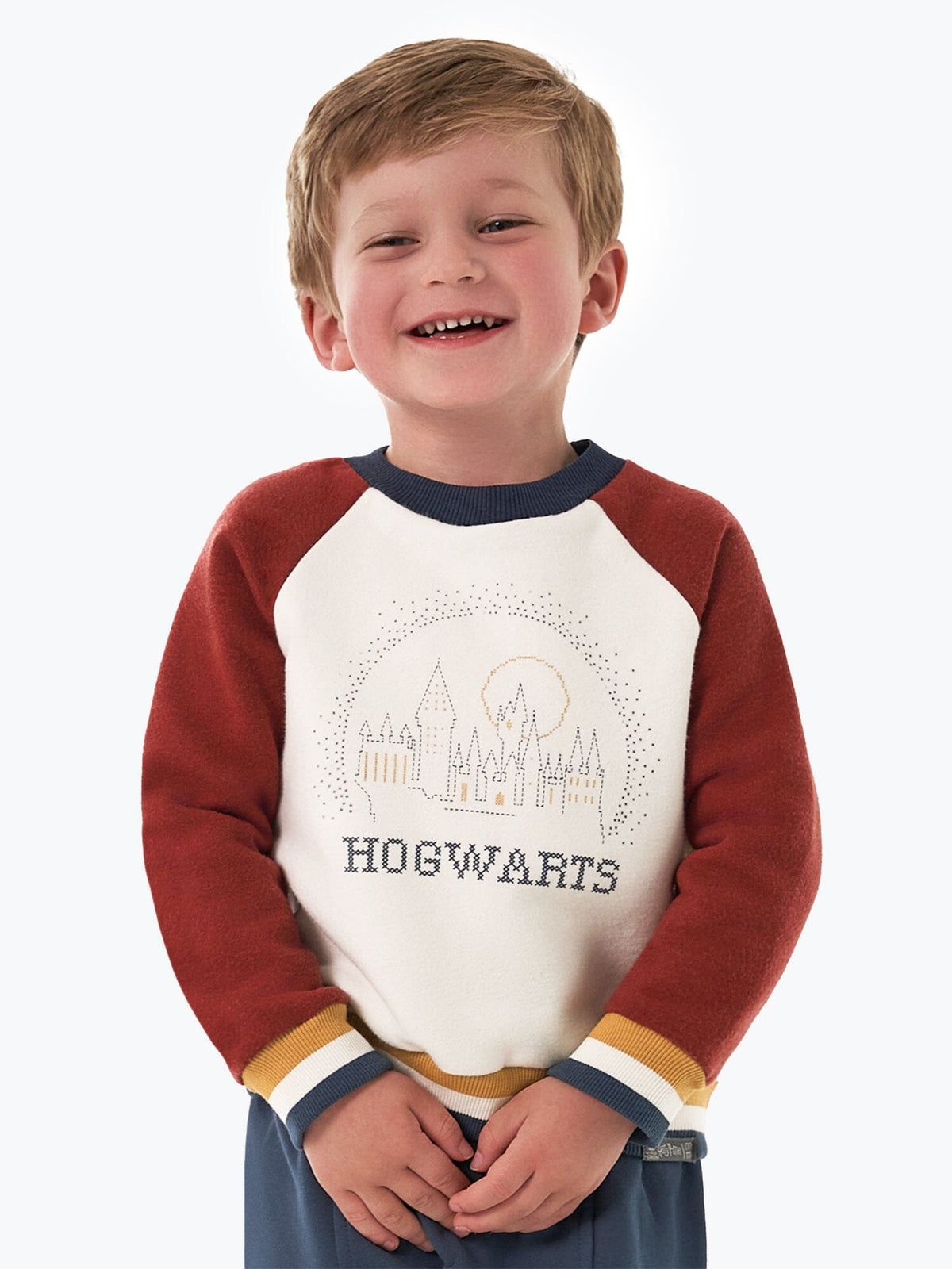 Infant and Toddler Neutral Ivory Colorblock Sweatshirt