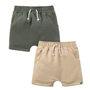 2-Pack Infant & Toddler Boys Dark Green & Light Tan Harem Shorts Bundle bottoms Gerber Childrenswear 