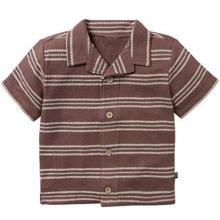 2-Piece Infant & Toddler Boys Brown Collar Top & Harem Shorts Set
