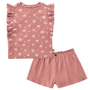2-Pack Medium Rose Ruffled Sleeveless Top & Wide Leg Shorts Bundle outfits Gerber Childrenswear 