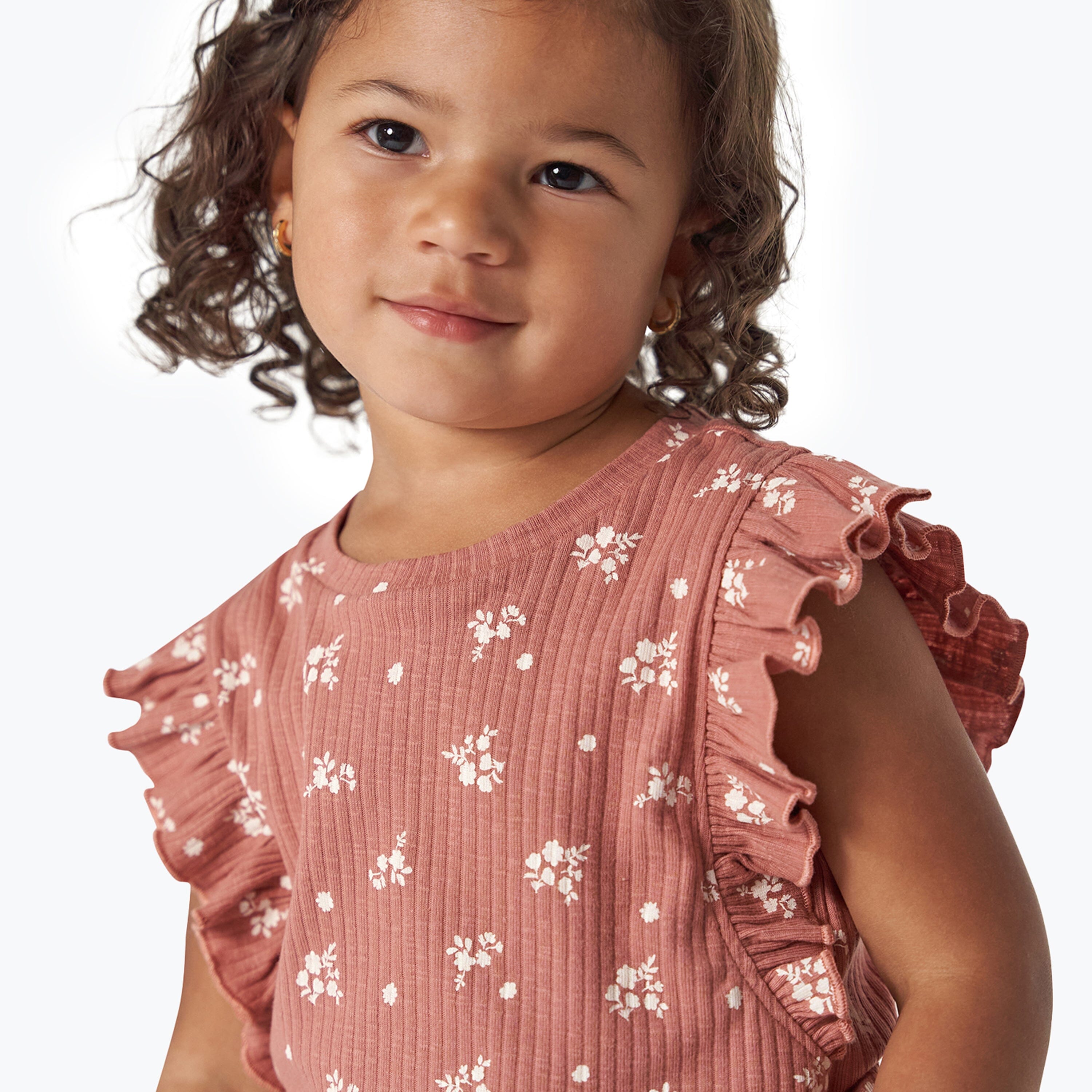 2-Pack Medium Rose Ruffled Sleeveless Top & Wide Leg Shorts Bundle outfits Gerber Childrenswear 
