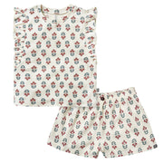 2-Pack Ivory Flower Ruffled Sleeveless Top & Wide Leg Shorts Bundle Gerber Childrenswear 