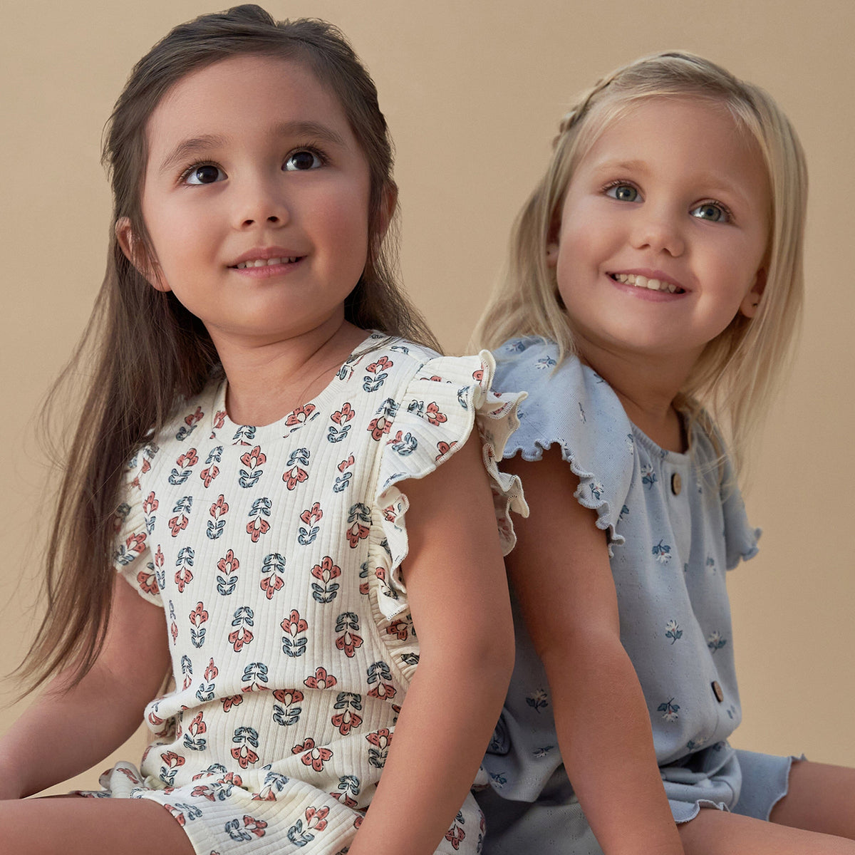2-Pack Ivory Flower Ruffled Sleeveless Top & Wide Leg Shorts Bundle Gerber Childrenswear 