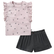 2-Piece Infant & Toddler Girls Lilac Strawberry Ruffled Sleeveless Top & Wide Leg Shorts Bundle outfits Modern Moments™ by Gerber® 