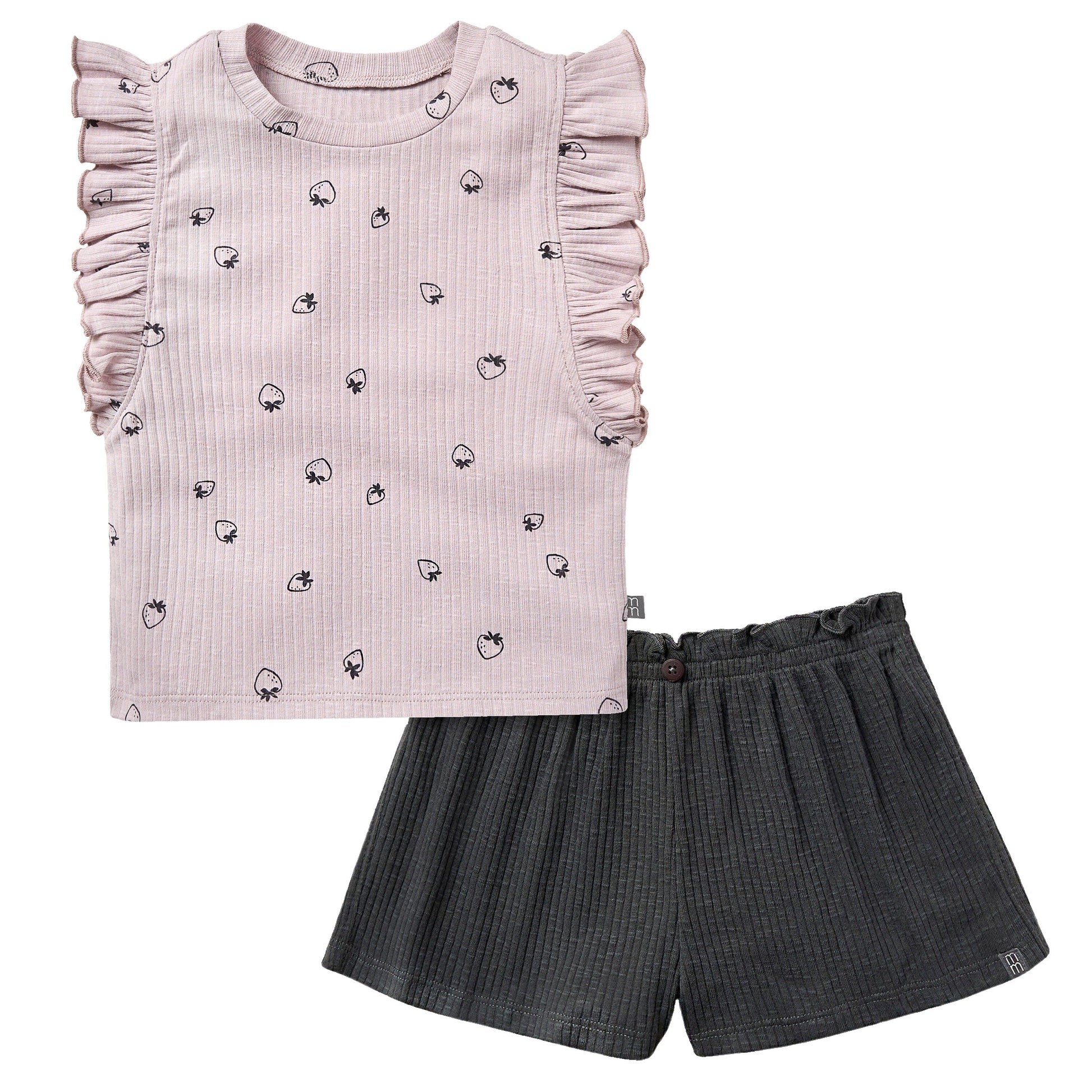 2-Piece Infant & Toddler Girls Lilac Strawberry Ruffled Sleeveless Top & Wide Leg Shorts Bundle outfits Modern Moments™ by Gerber® 