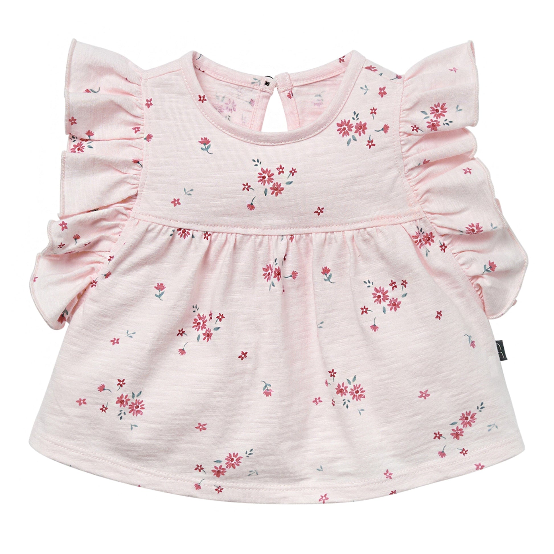 2-Piece Baby Girl Light Pink Floral Ruffled Sleeve Top & Cuffed Shorts Bundle outfits Gerber Childrenswear 