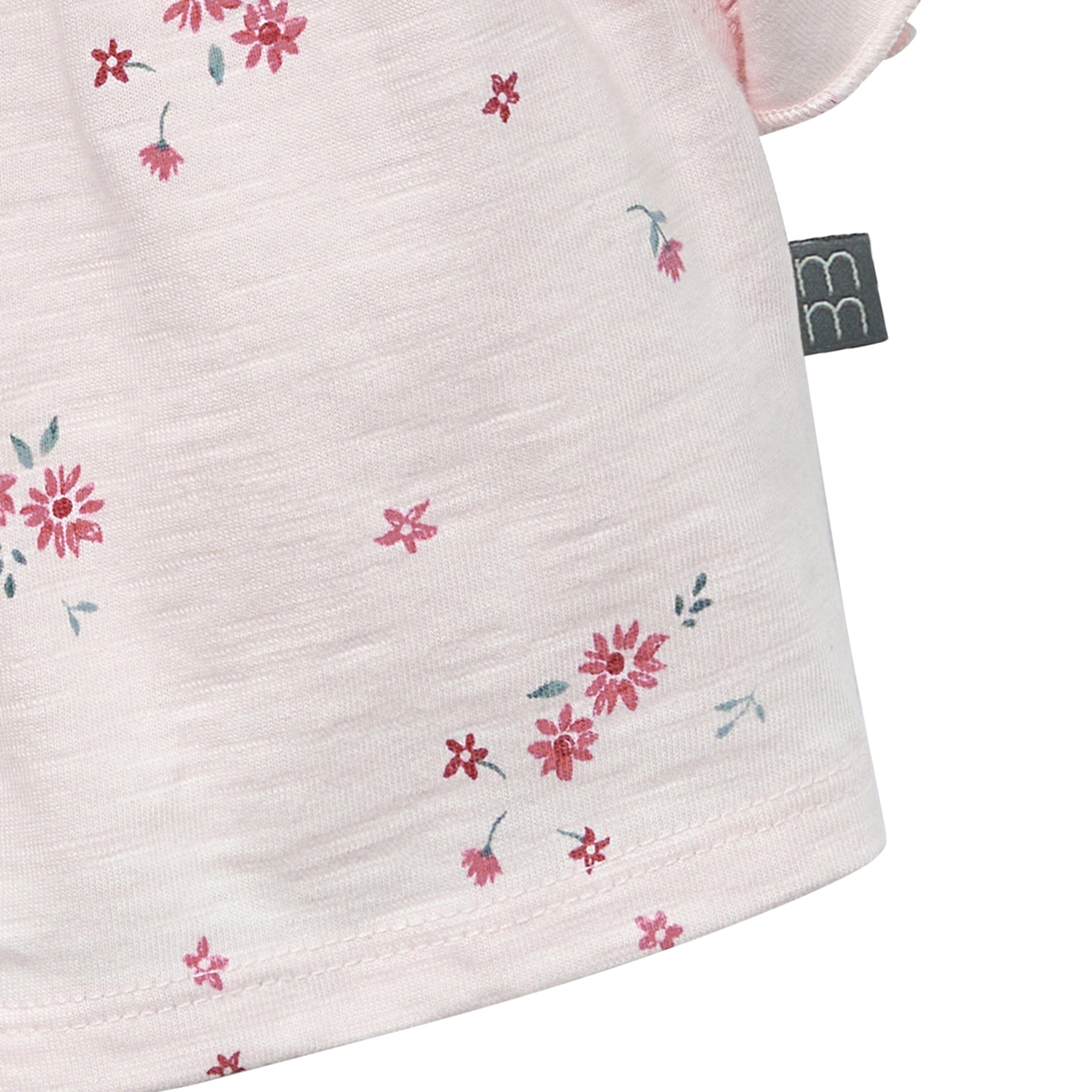 2-Piece Baby Girl Light Pink Floral Ruffled Sleeve Top & Cuffed Shorts Bundle outfits Gerber Childrenswear 