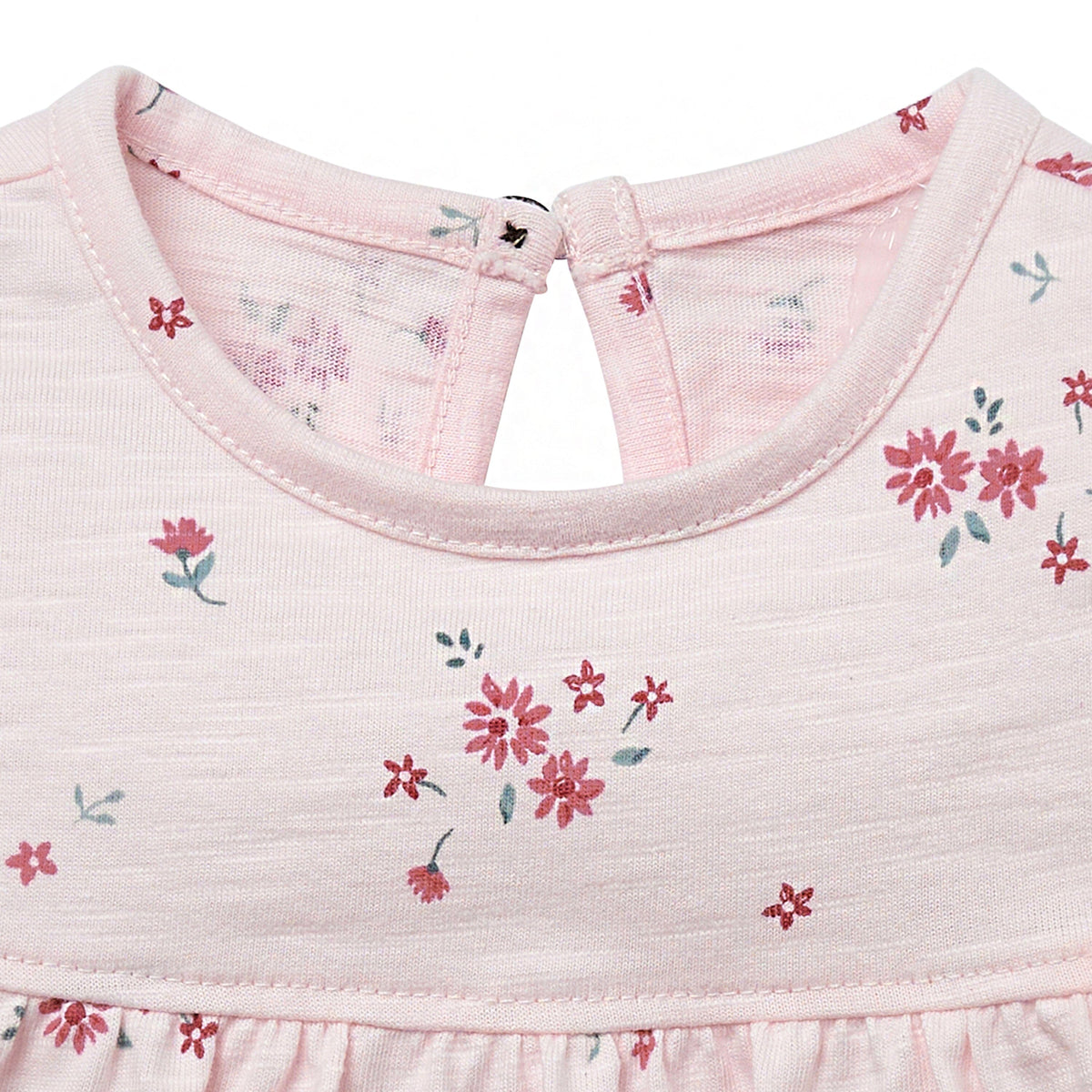 2-Piece Baby Girl Light Pink Floral Ruffled Sleeve Top & Cuffed Shorts Bundle outfits Gerber Childrenswear 