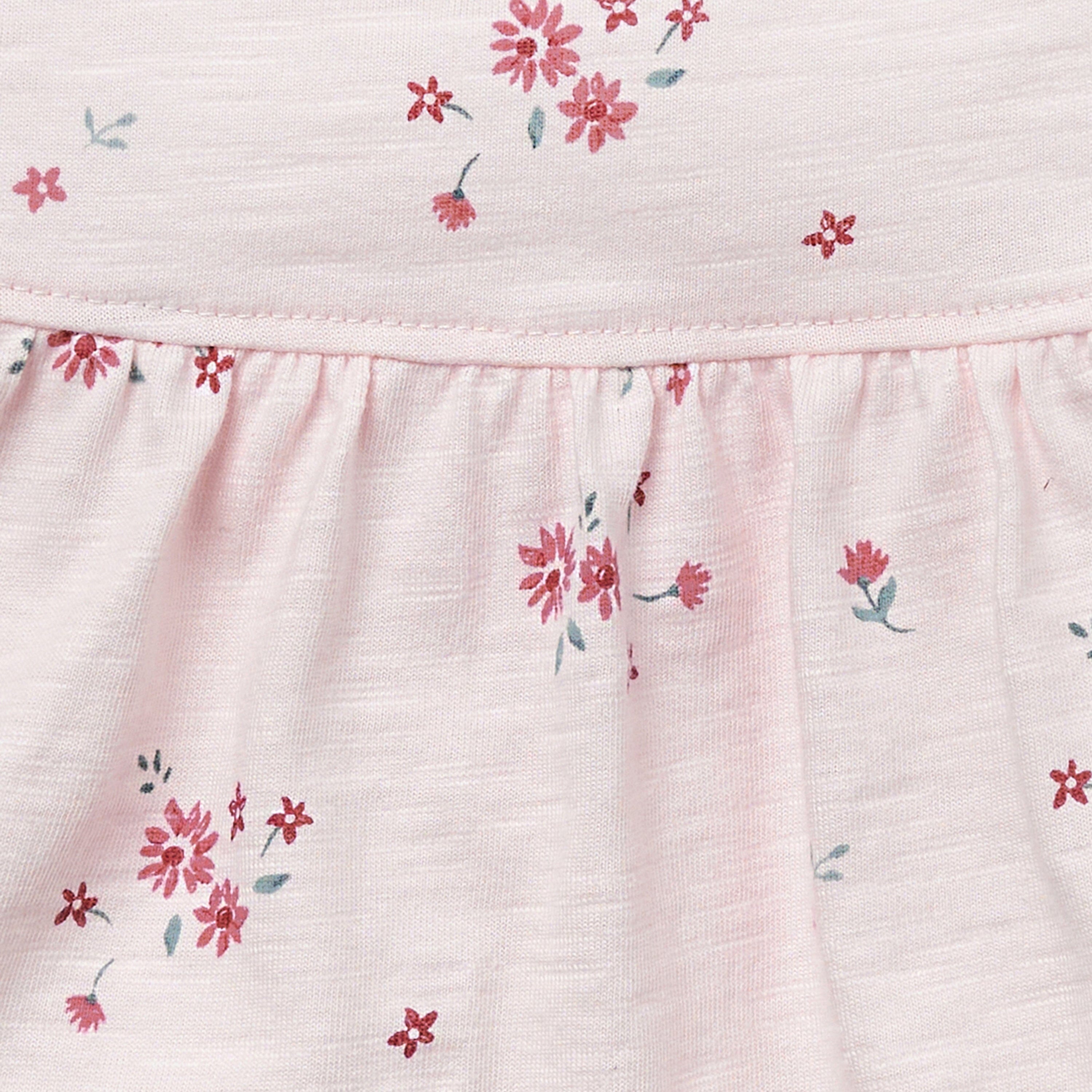 2-Piece Baby Girl Light Pink Floral Ruffled Sleeve Top & Cuffed Shorts Bundle outfits Gerber Childrenswear 