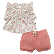 2-Piece Baby Girl Vanilla Garden Ruffled Sleeve Top & Cuffed Shorts Bundle outfits Modern Moments™ by Gerber® 