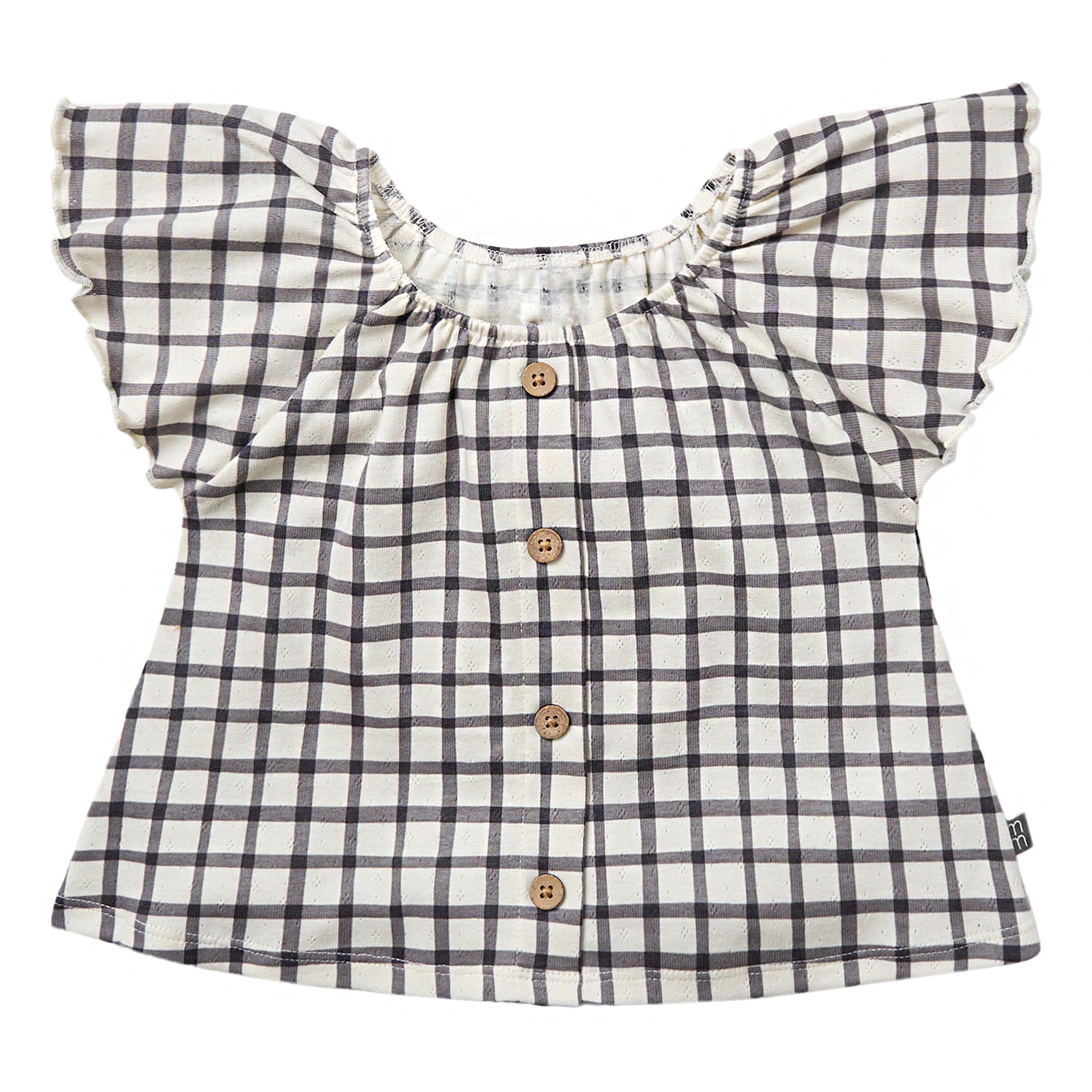 2-Piece Infant & Toddler Girls Dark Grey Plaid Ruffled Sleeve Top & Wide Leg Shorts Bundle outfits Modern Moments™ by Gerber® 