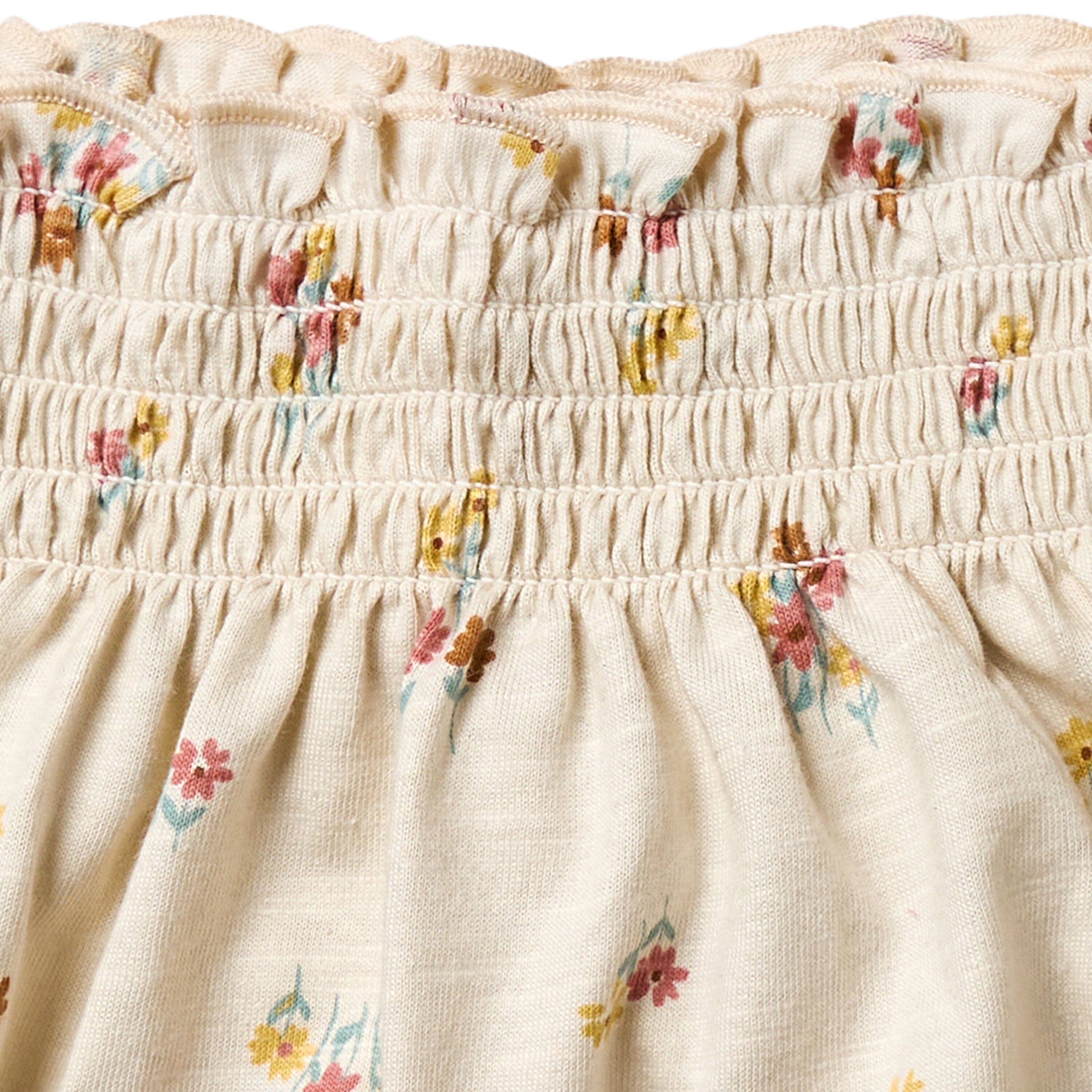 2-Piece Infant & Toddler Girls Beige Flowers Smocked Sleeveless Top & Wide Leg Shorts Bundle outfits Modern Moments™ by Gerber® 