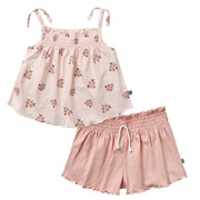 2-Piece Infant & Toddler Girls Rose Floral Smocked Sleeveless Top & Wide Leg Shorts Bundle outfits Modern Moments™ by Gerber® 