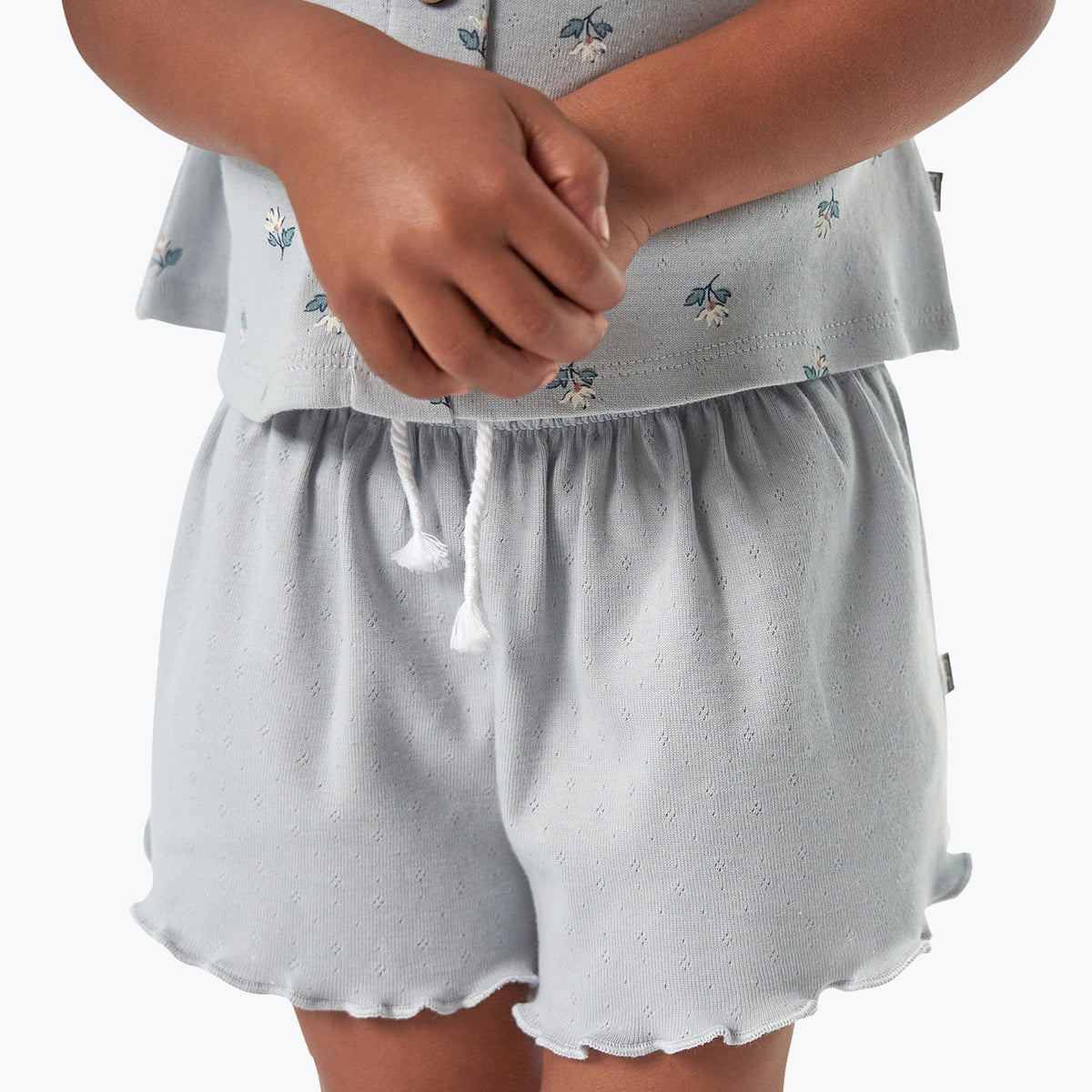 2-Pack Infant & Toddler Girls Light Beige and Blue Smocked Wide Leg Shorts Bundle bottoms Gerber Childrenswear 