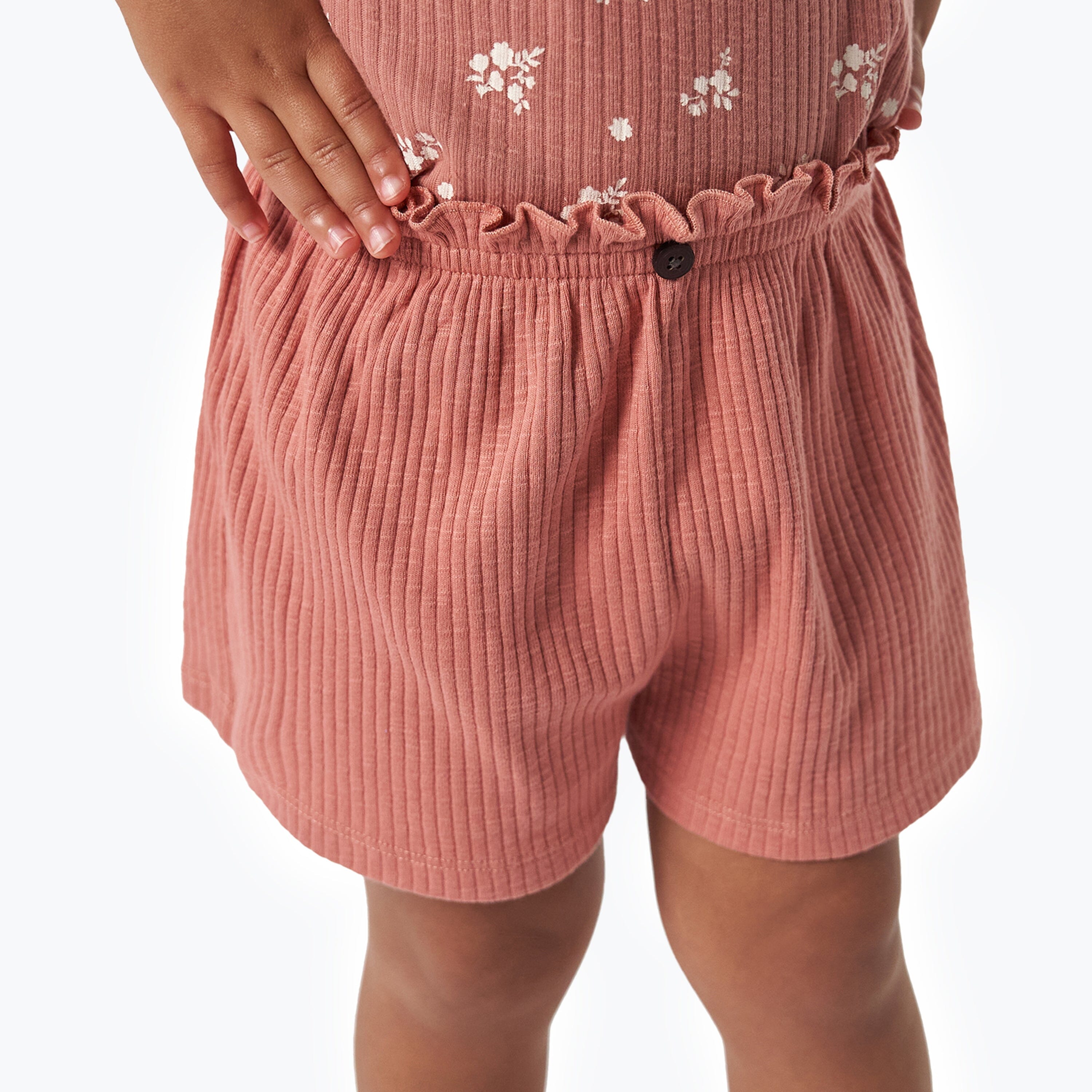 2-Pack Medium Rose Ruffled Sleeveless Top & Wide Leg Shorts Bundle outfits Gerber Childrenswear 