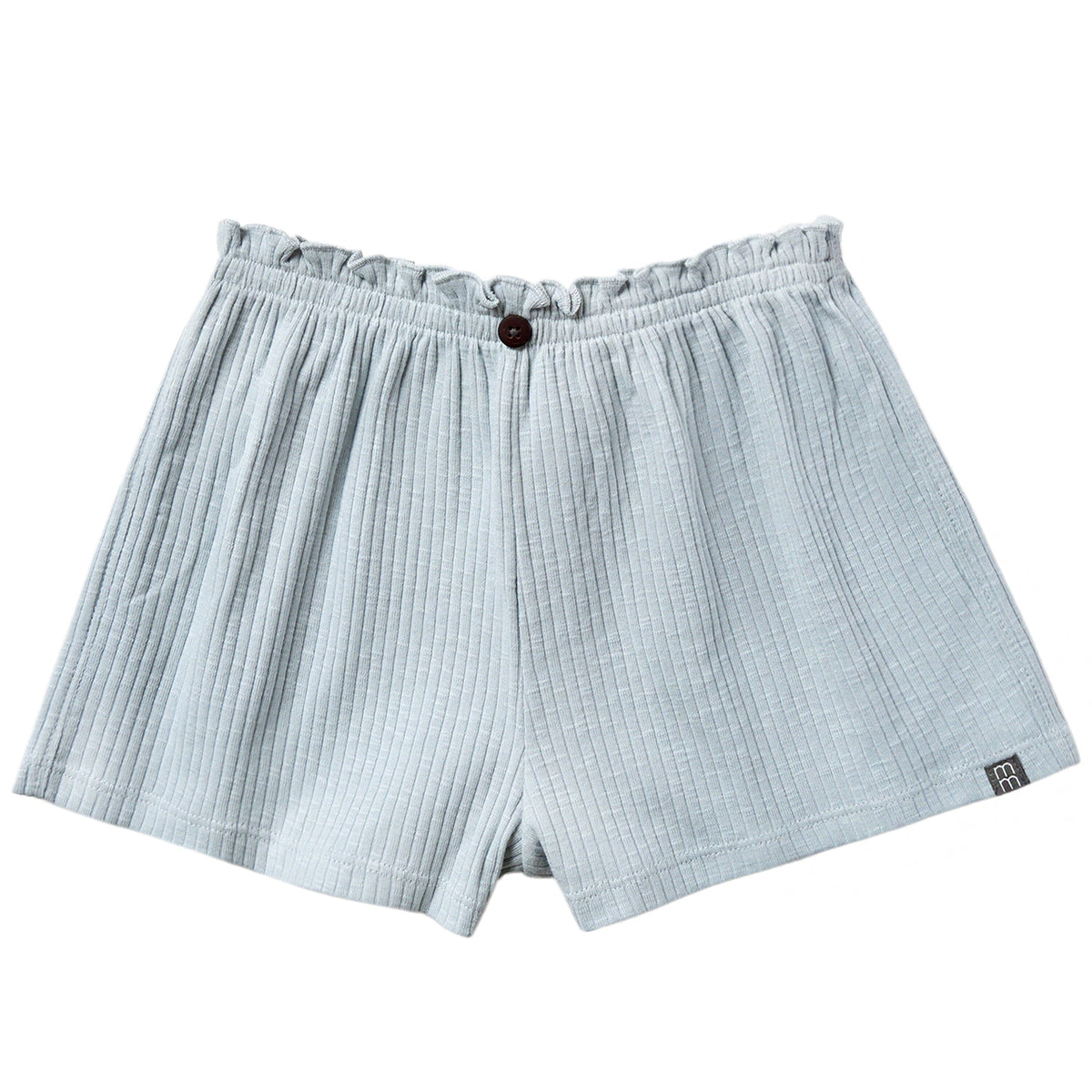Light blue checkered boxer shorts on a white background
