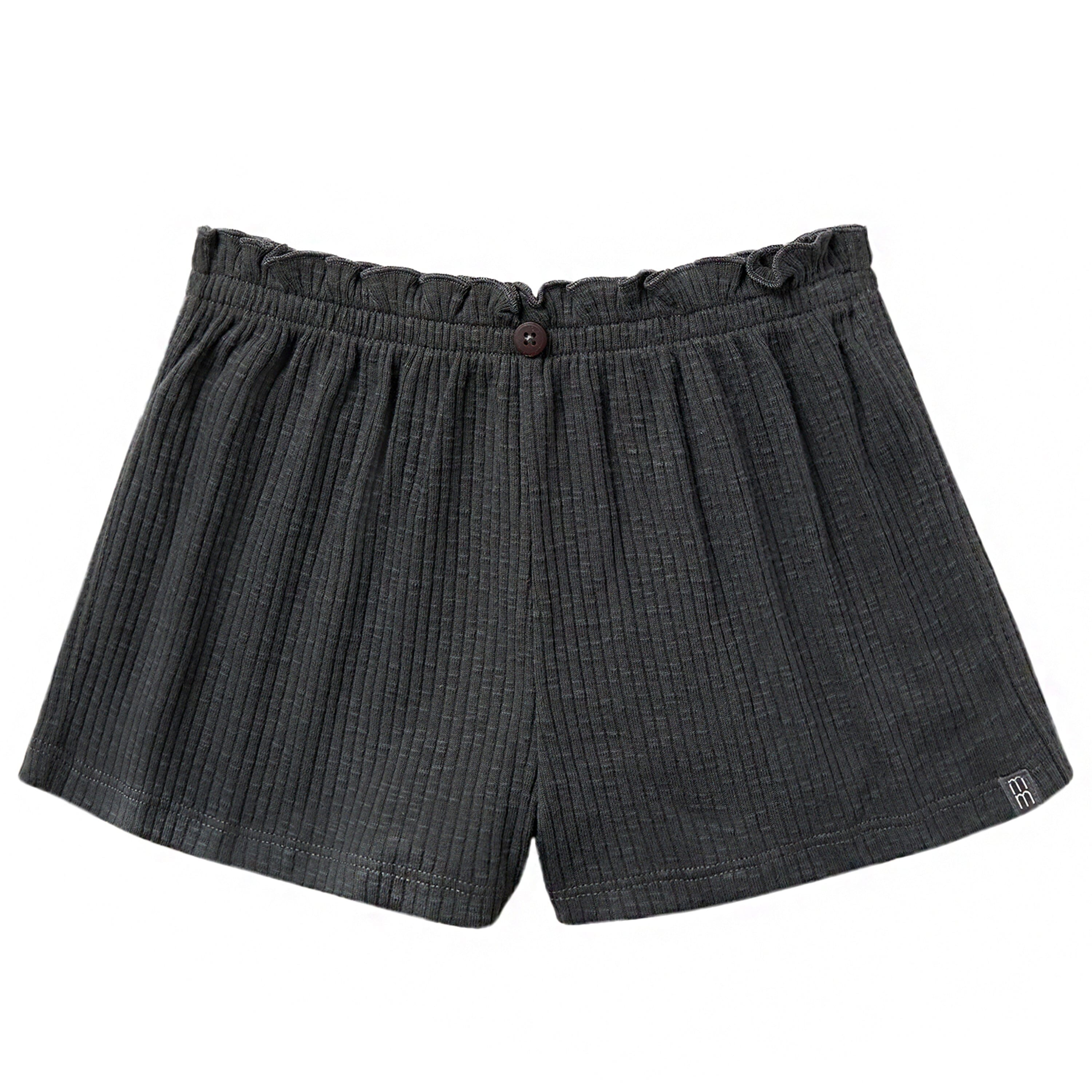 2-Piece Infant & Toddler Girls Dark Grey Plaid Ruffled Sleeve Top & Wide Leg Shorts Bundle outfits Modern Moments™ by Gerber® 