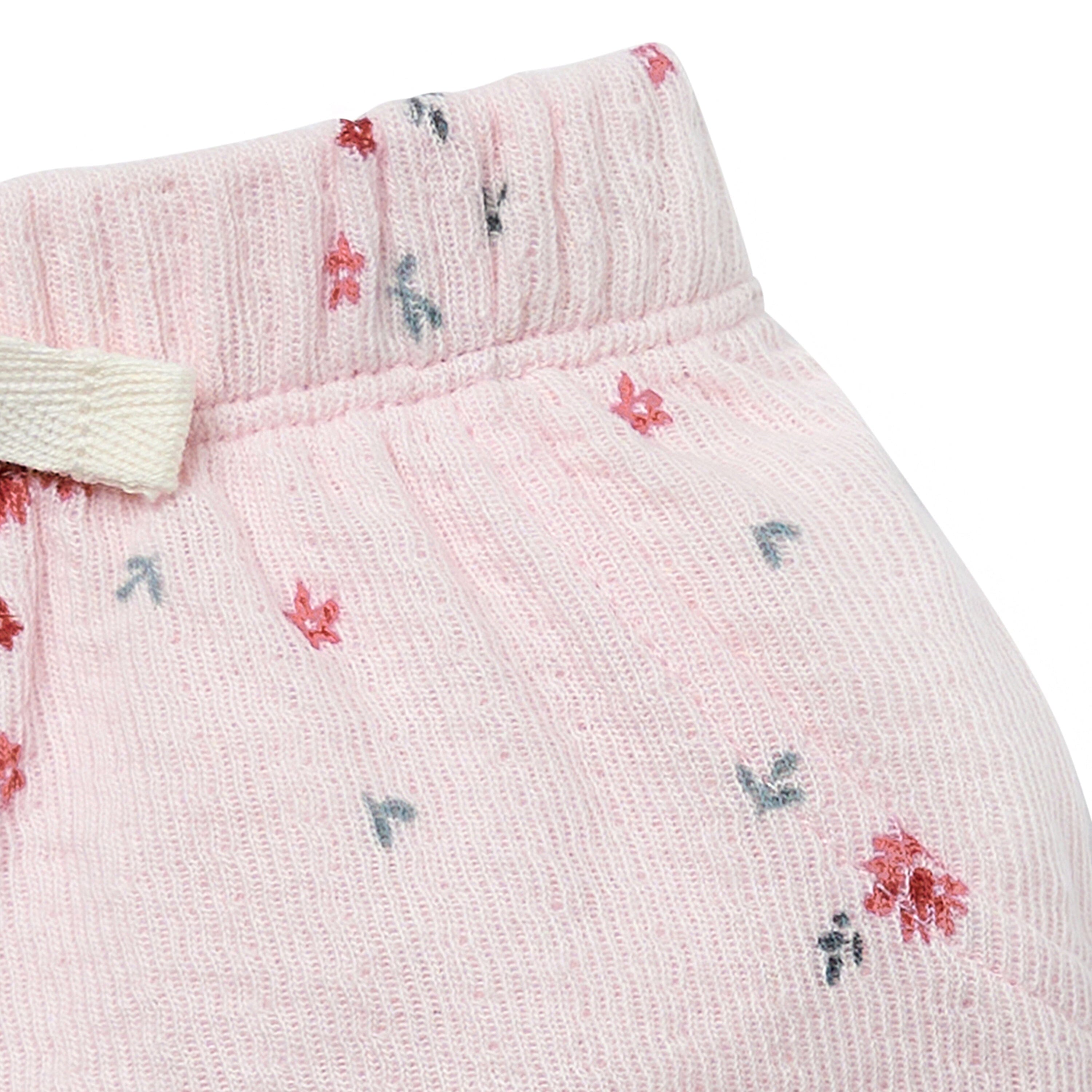 2-Piece Baby Girl Light Pink Floral Ruffled Sleeve Top & Cuffed Shorts Bundle outfits Gerber Childrenswear 