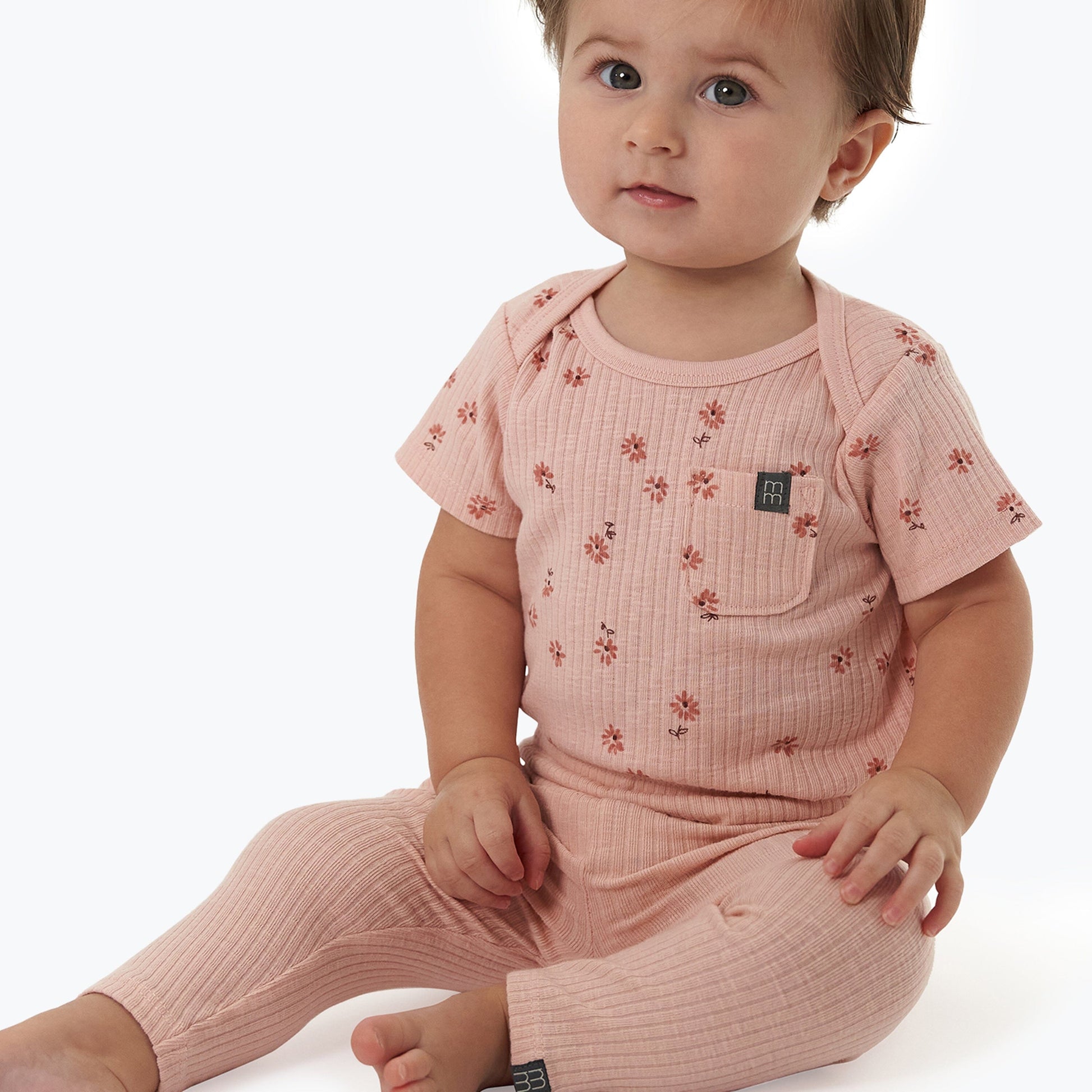 2-Piece Baby Girl Rose Flower Short Sleeve Bodysuit & Pant Bundle outfits Modern Moments™ by Gerber® 