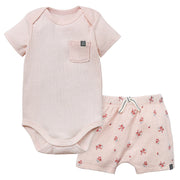 2-Piece Baby Girl Rose Spring Bodysuit & Harem Shorts Bundle outfits Modern Moments™ by Gerber® 
