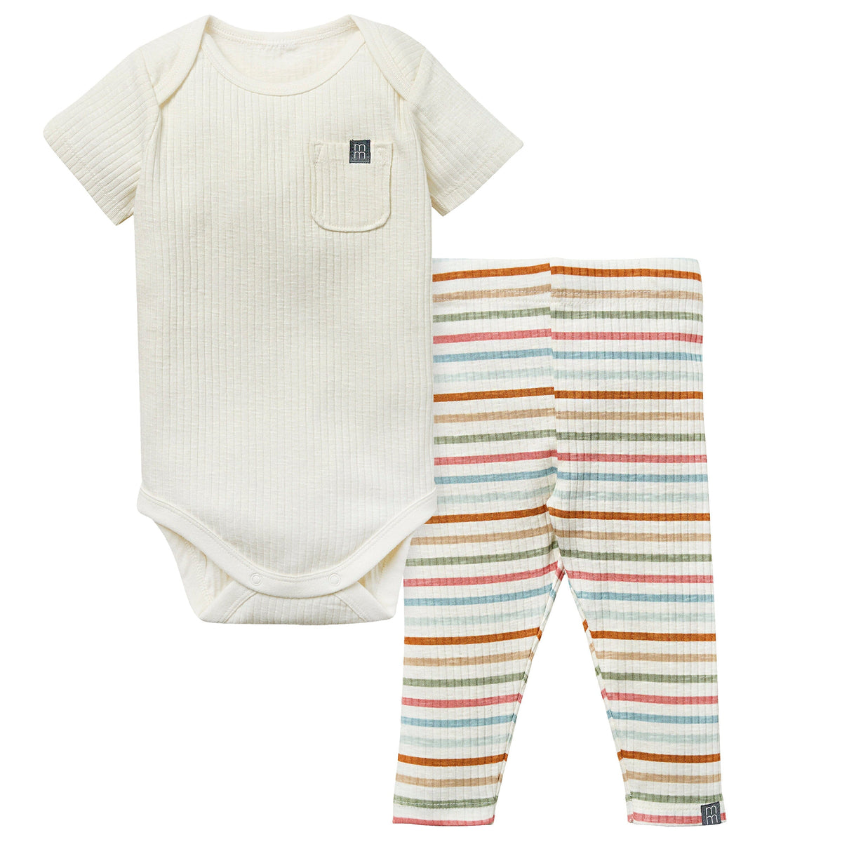 2-Piece Baby Neutral Ivory Stripe Short Sleeve Bodysuit & Pant Bundle outfits Modern Moments™ by Gerber® 