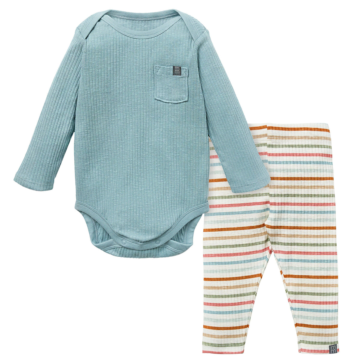 2-Pack Baby Boy Teal Stiped Long Sleeve Bodysuit & Legging Bundle outfits Modern Moments™ by Gerber® 
