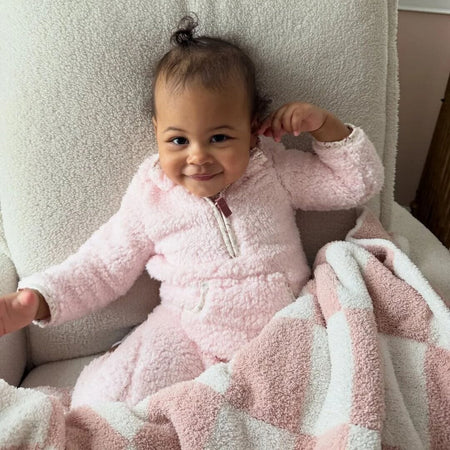 Baby Girls Pink Sherpa Romper