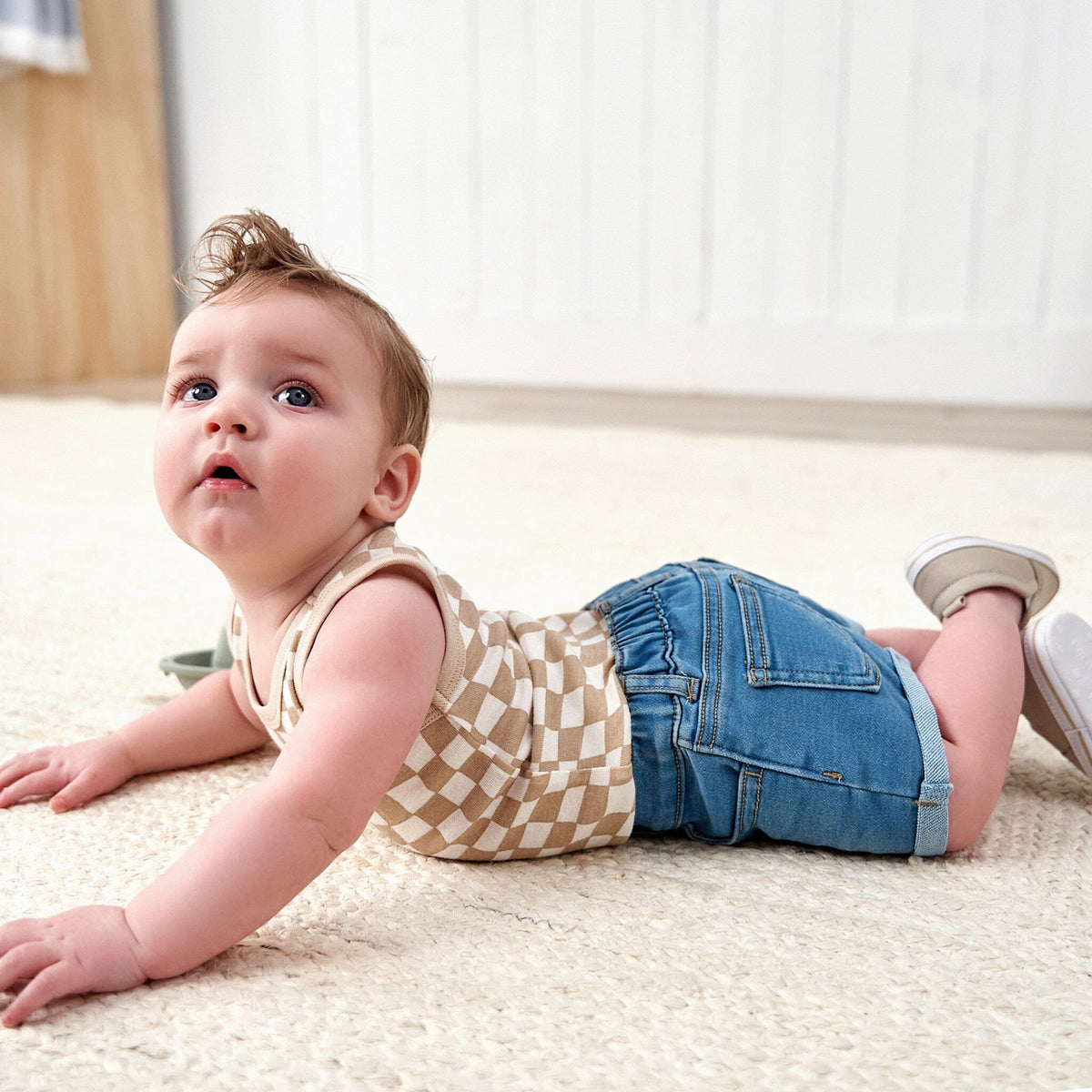 Baby & Toddler Neutral Light Wash Cuffed Denim Shorts Pants & Bottoms Gerber® 