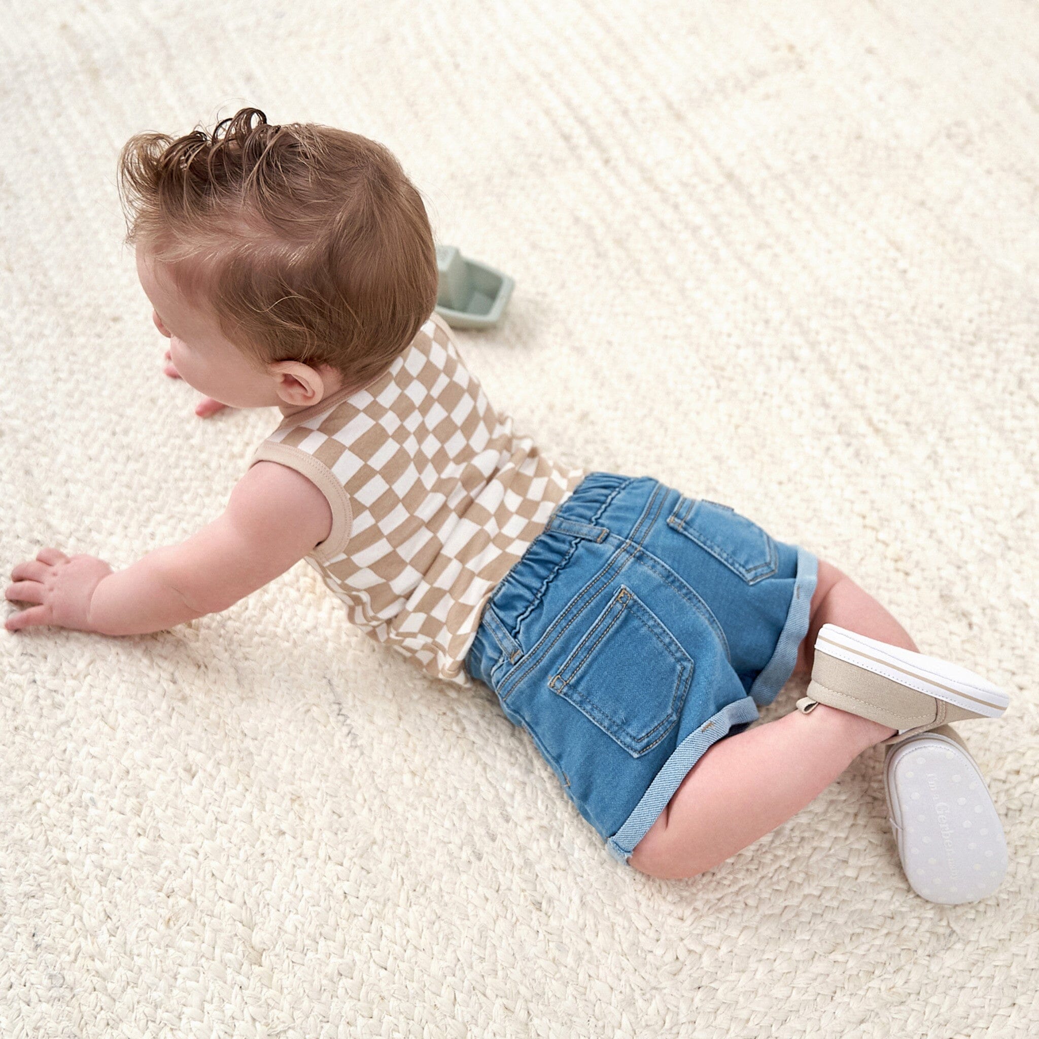 Baby & Toddler Neutral Light Wash Cuffed Denim Shorts Pants & Bottoms Gerber® 