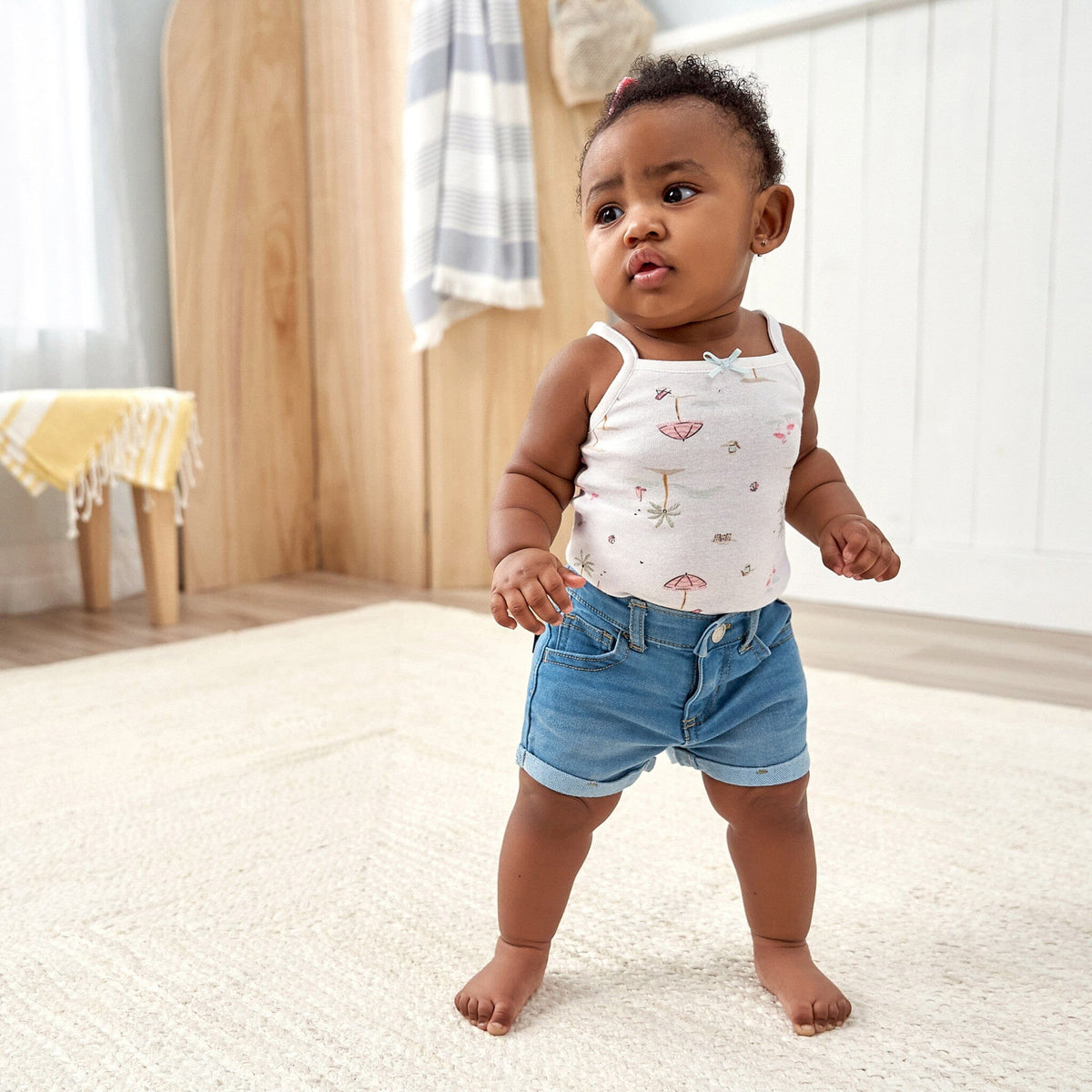 Baby & Toddler Neutral Light Wash Cuffed Denim Shorts Pants & Bottoms Gerber® 