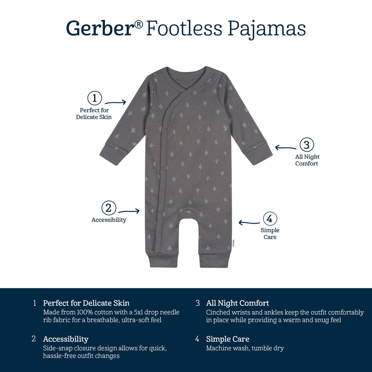 Baby Boys Cactus Footless Pajamas Sleepwear Gerber® 