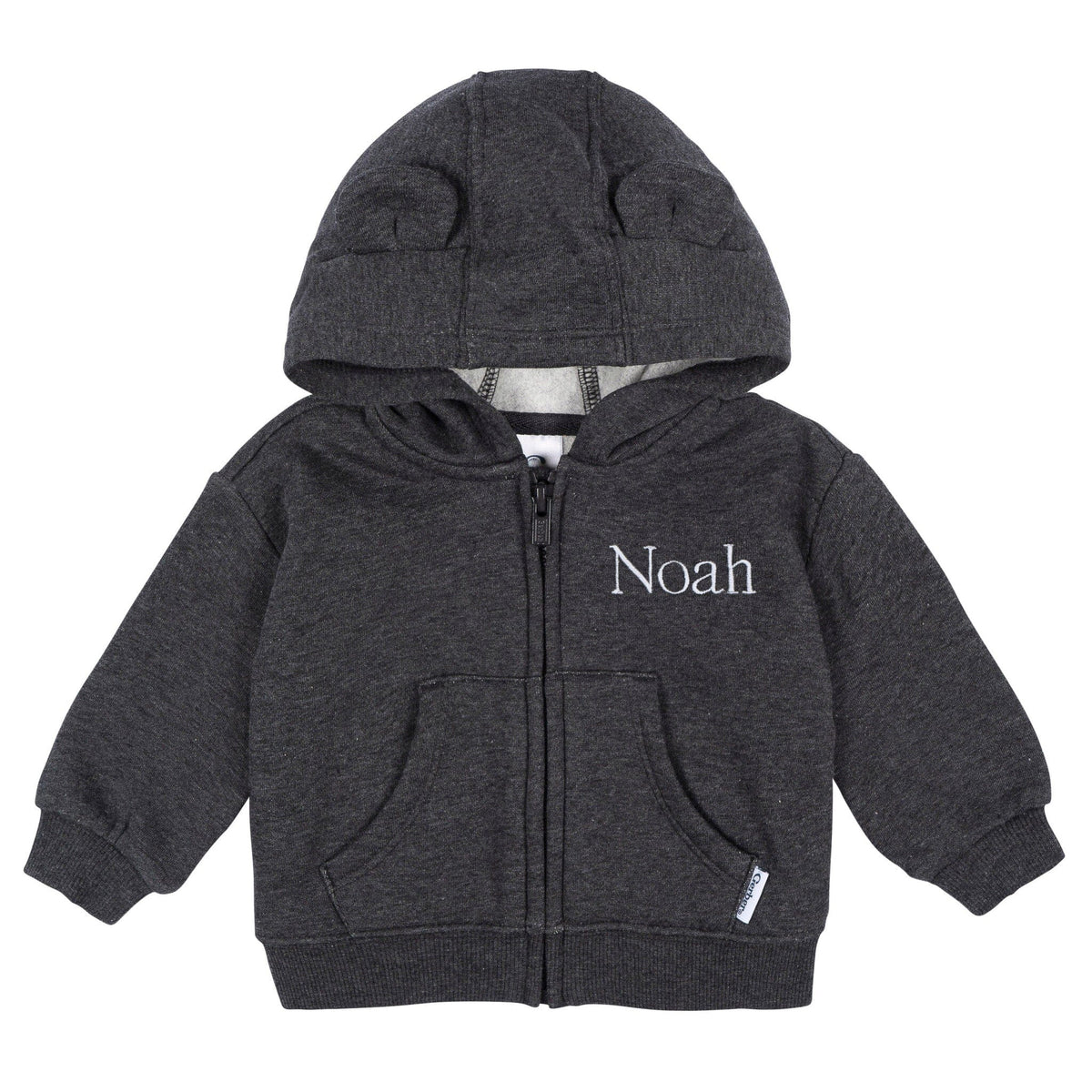Embroidered Baby Neutral Charcoal Heather Zip Front Sweatshirt tops Gerber® 