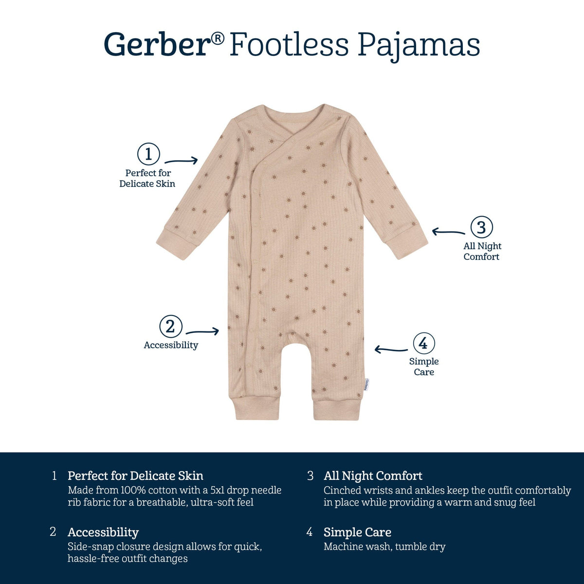 Baby Neutral Suns Footless Pajamas Sleepwear Gerber® 