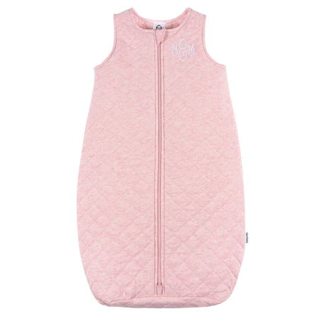 Embroidered Baby Girls Pink Heather Quilted Jersey Wearable Blanket