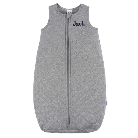 Embroidered Baby Neutral Grey Heather Quilted Jersey Wearable Blanket