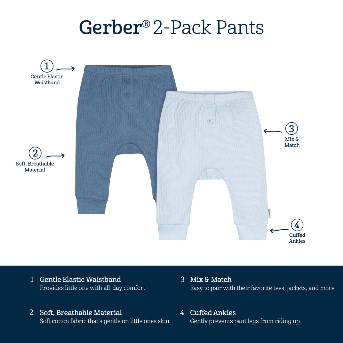 2-Pack Baby Boys Blue Pants Pants & Bottoms Gerber® 