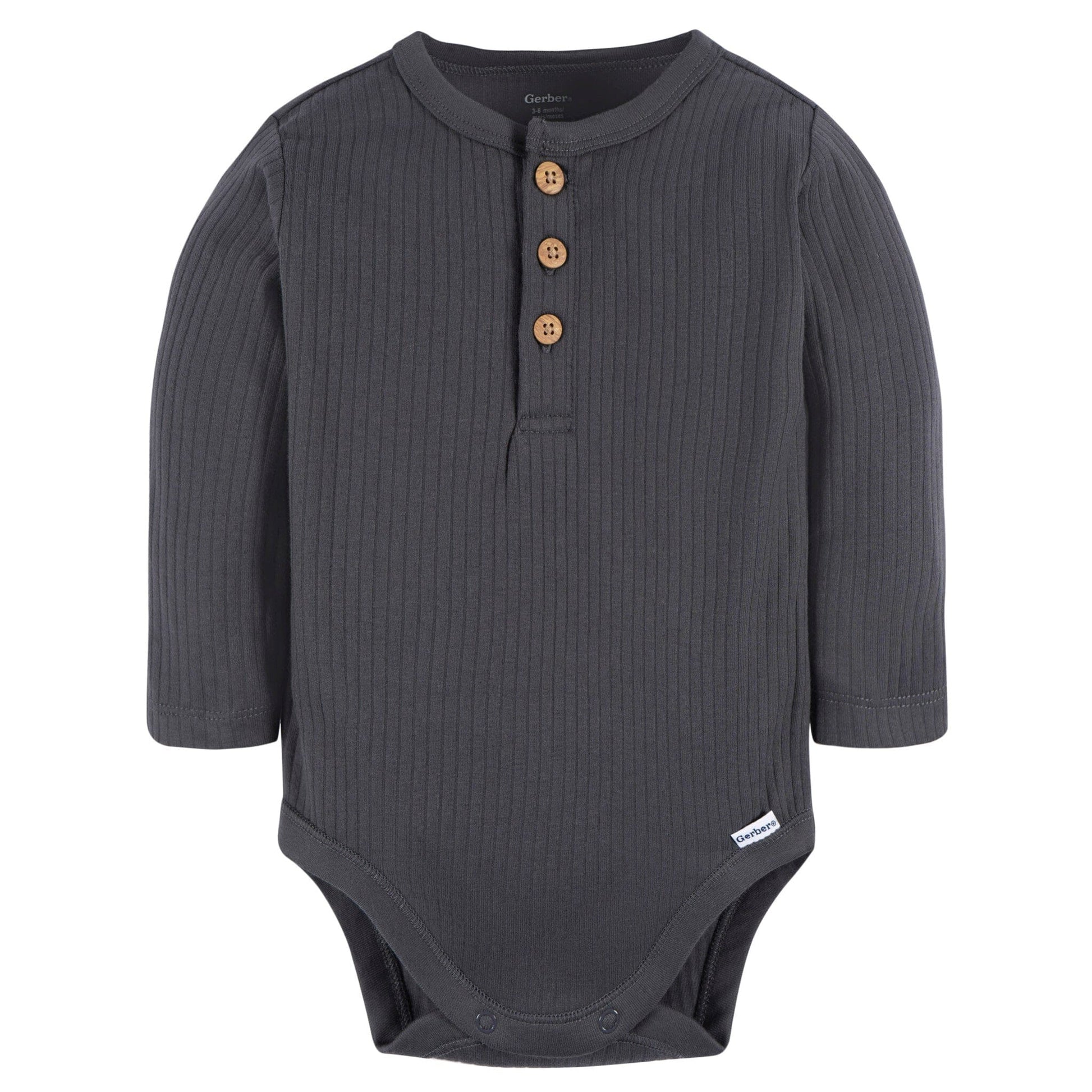 2-Pack Baby Boys Charcoal & Green Henley Onesies® Bodysuits onesies Gerber® 