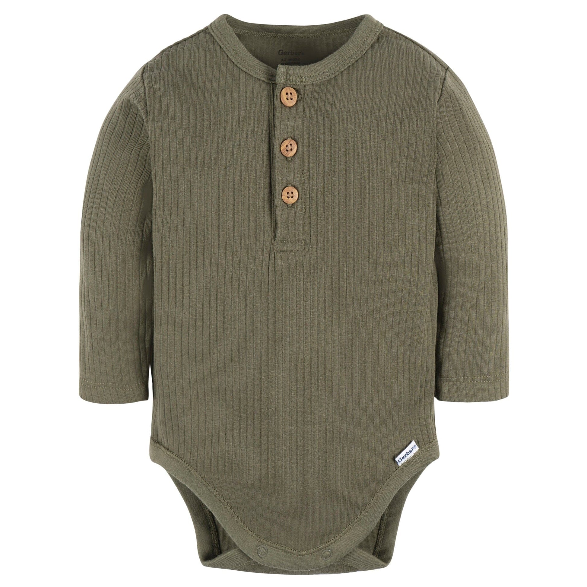 2-Pack Baby Boys Charcoal & Green Henley Onesies® Bodysuits onesies Gerber® 