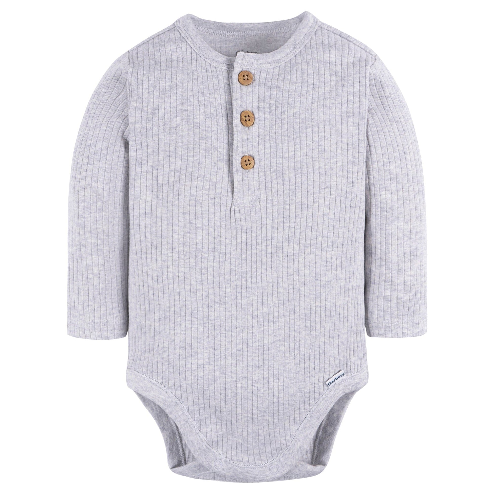2-Pack Baby Boys Ivory & Grey Henley Onesies® Bodysuits onesies Gerber® 