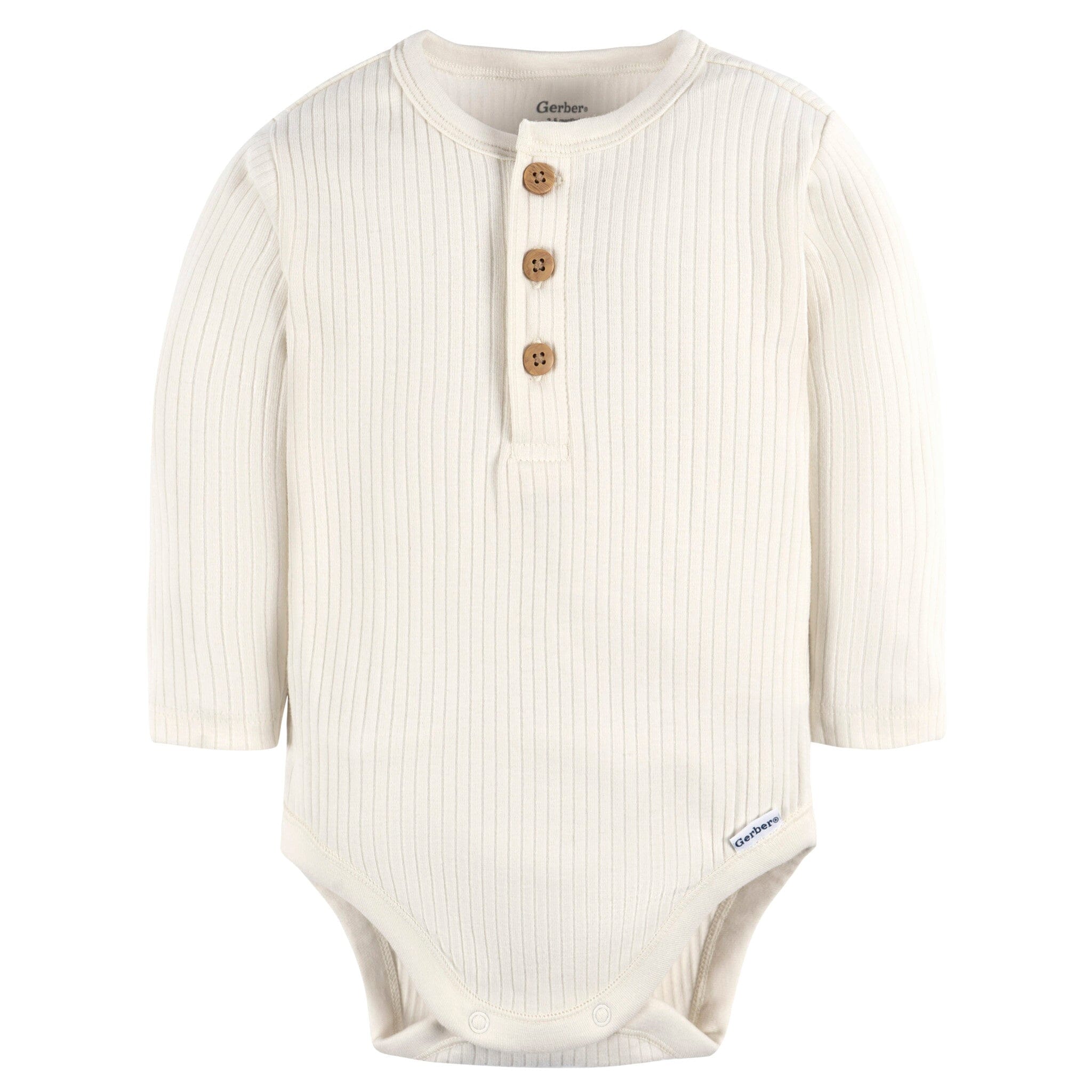 2-Pack Baby Boys Ivory & Grey Henley Onesies® Bodysuits onesies Gerber® 