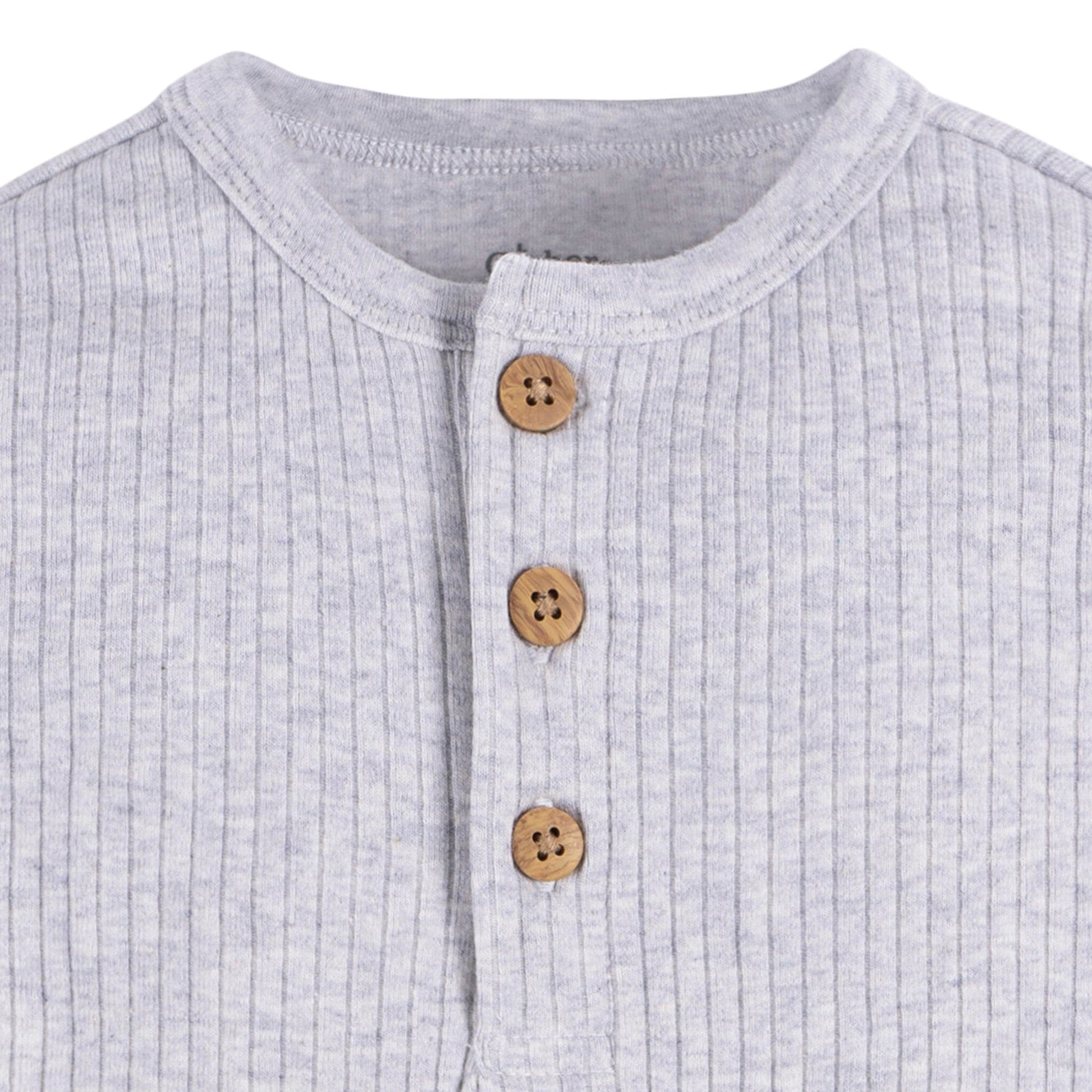 2-Pack Baby Boys Ivory & Grey Henley Onesies® Bodysuits onesies Gerber® 
