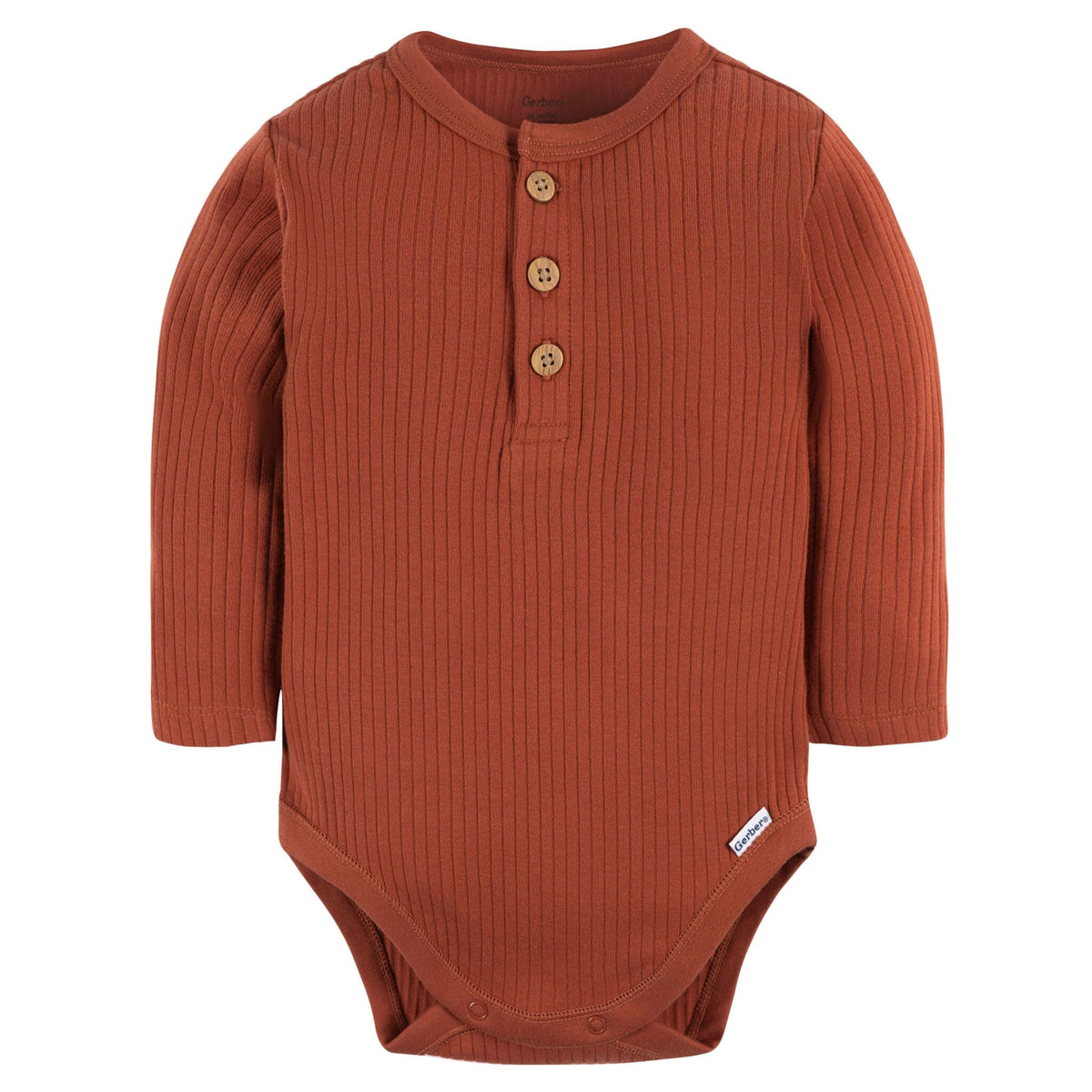 2-Pack Baby Boys Rust & Oatmeal Henley Onesies® Bodysuits onesies Gerber® 