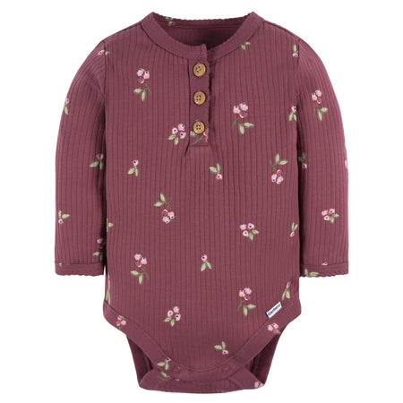 2-Pack Baby Girls Berries Henley Onesies® Bodysuits