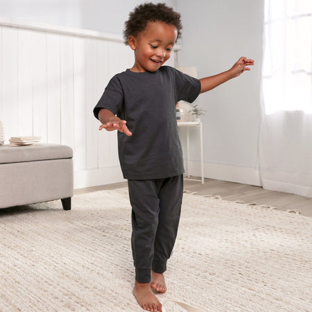 2-Piece Infant & Toddler Neutral Asphalt T-Shirt & Jogger Pants Set
