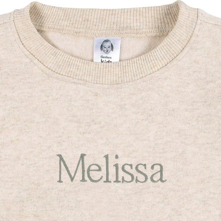 Embroidered 2-Piece Infant & Toddler Neutral Oatmeal Heather Sweatshirt & Pant Set