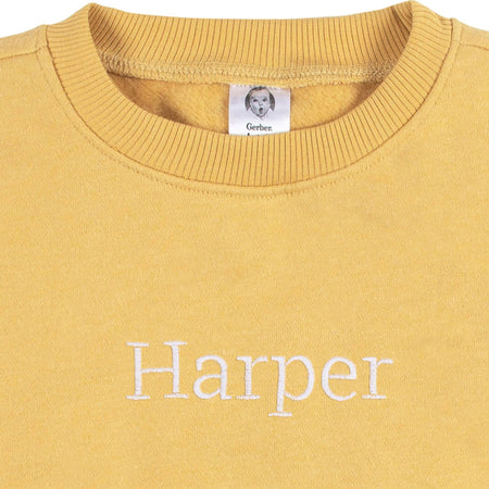 Embroidered 2-Piece Infant & Toddler Neutral Yellow Sweatshirt & Pant Set