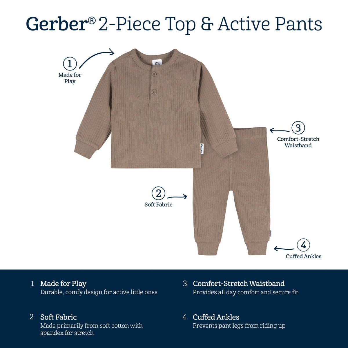2-Piece Baby Boys Soft Brown and Active Pant Set outfits Gerber® 