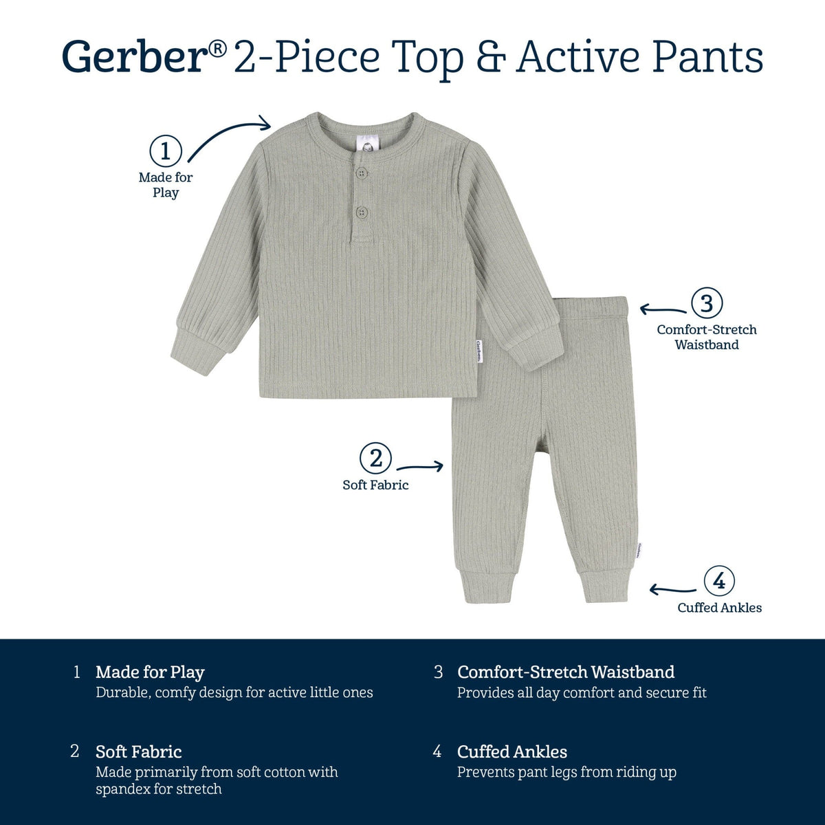 2-Piece Baby Boys Wrought Iron Top and Active Pant Set outfits Gerber® 