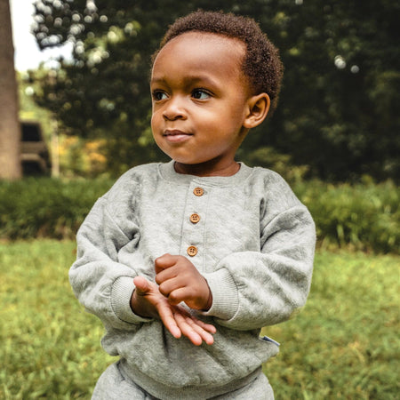 2-Piece Baby Boys Grey Quilted Top & Jogger Set
